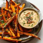 Baked Carrot Fries with Harissa Tahini Dip