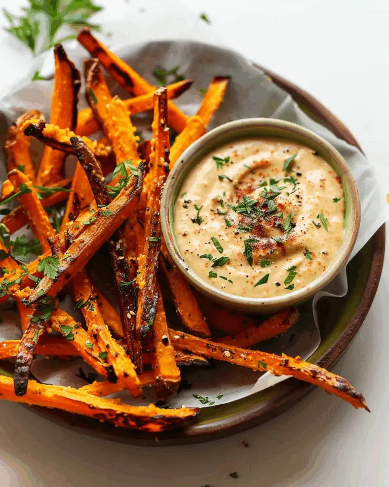 Baked Carrot Fries with Harissa Tahini Dip