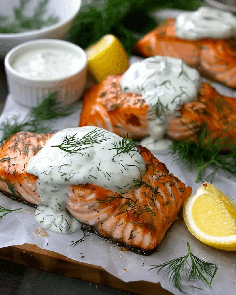 Baked Salmon With Lemon Dill Sauce