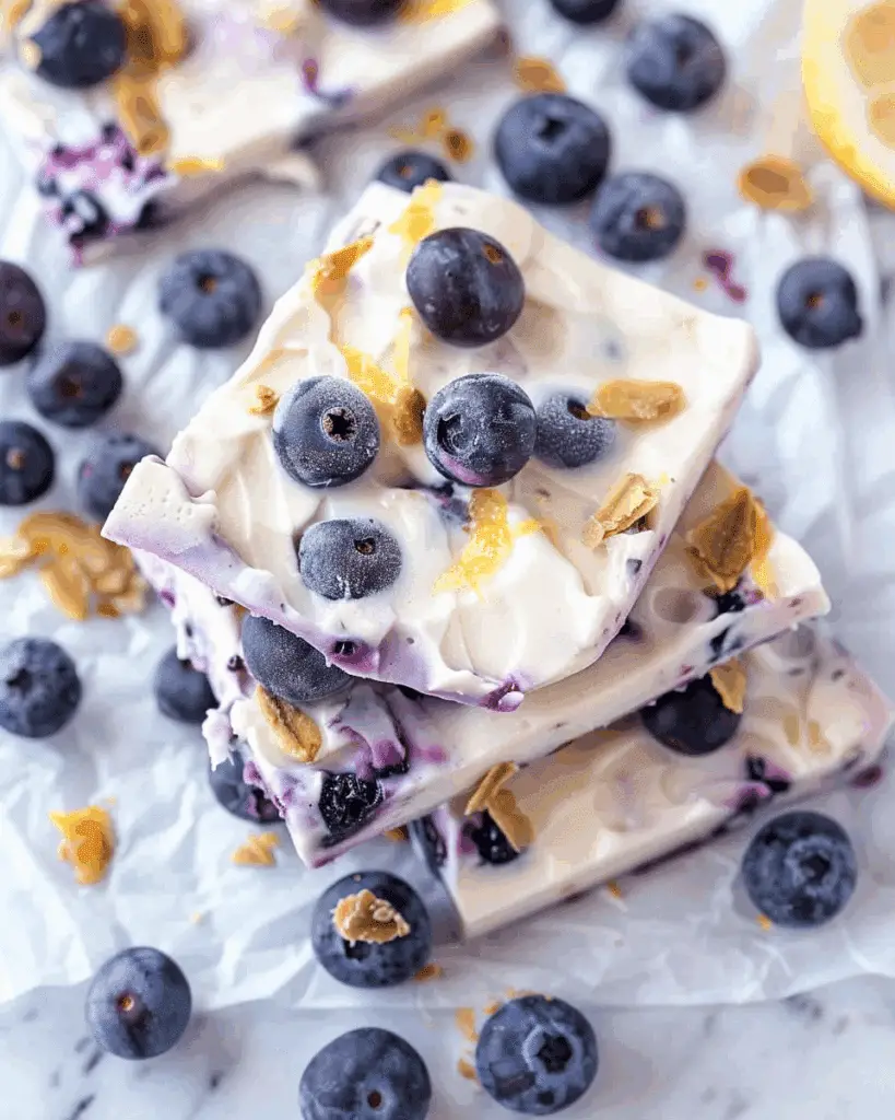 Blueberry Lemon Frozen Yogurt Bark