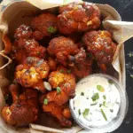 Cauliflower “Buffalo” Wings on Brown Rice