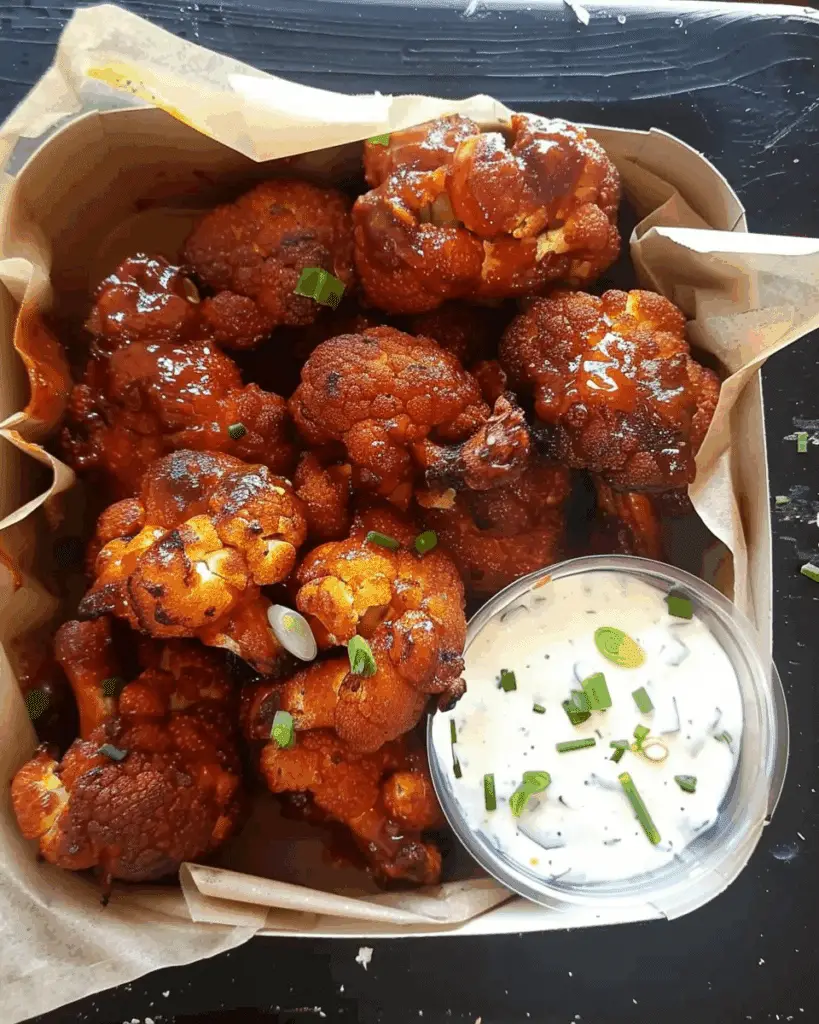 Cauliflower “Buffalo” Wings on Brown Rice