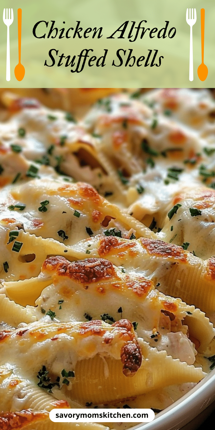 Chicken Alfredo Stuffed Shells | Savory Mom Kitchen