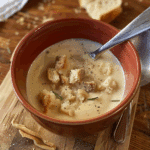 Creamy Garlic Soup with Croutons