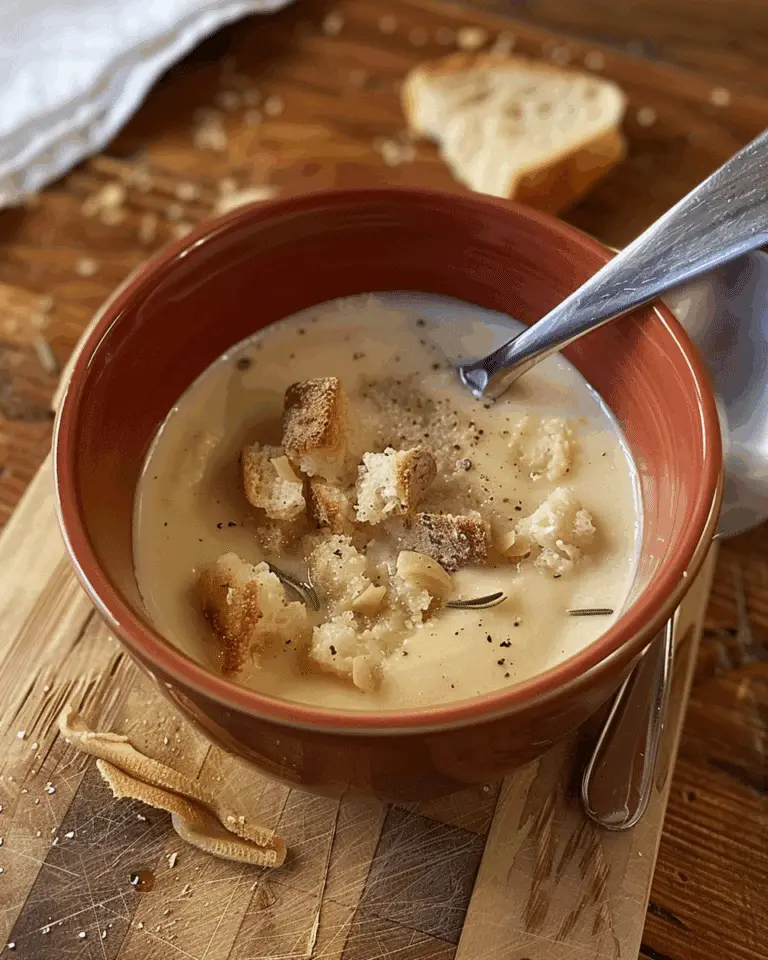 Creamy Garlic Soup with Croutons