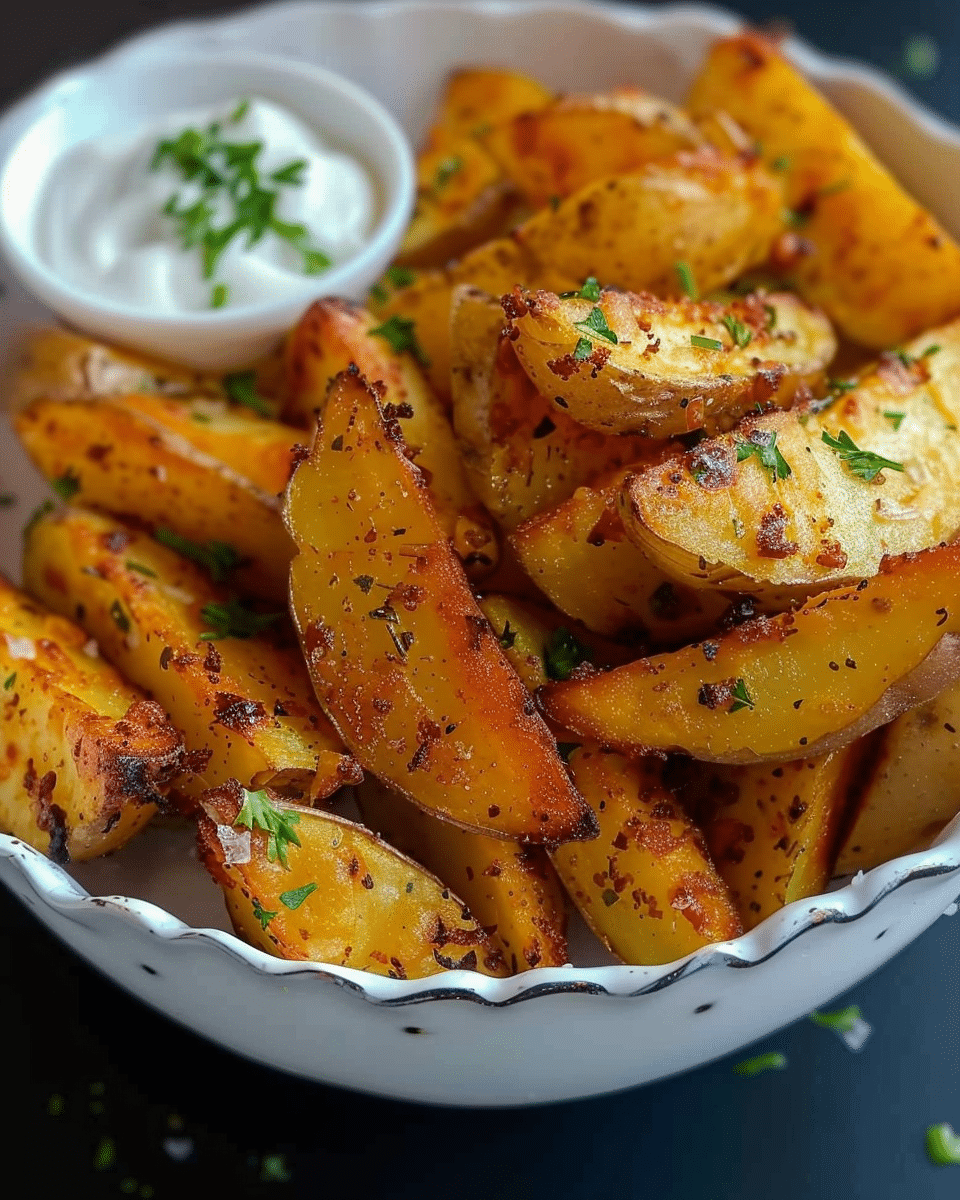 Crispy Garlic Potato Wedges