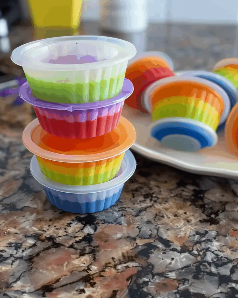 Dye-Free Rainbow Jello Cups
