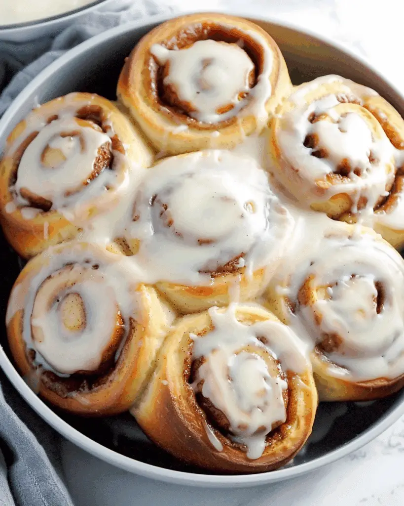 Easy No‑Knead Cinnamon Rolls With Cream Cheese Icing