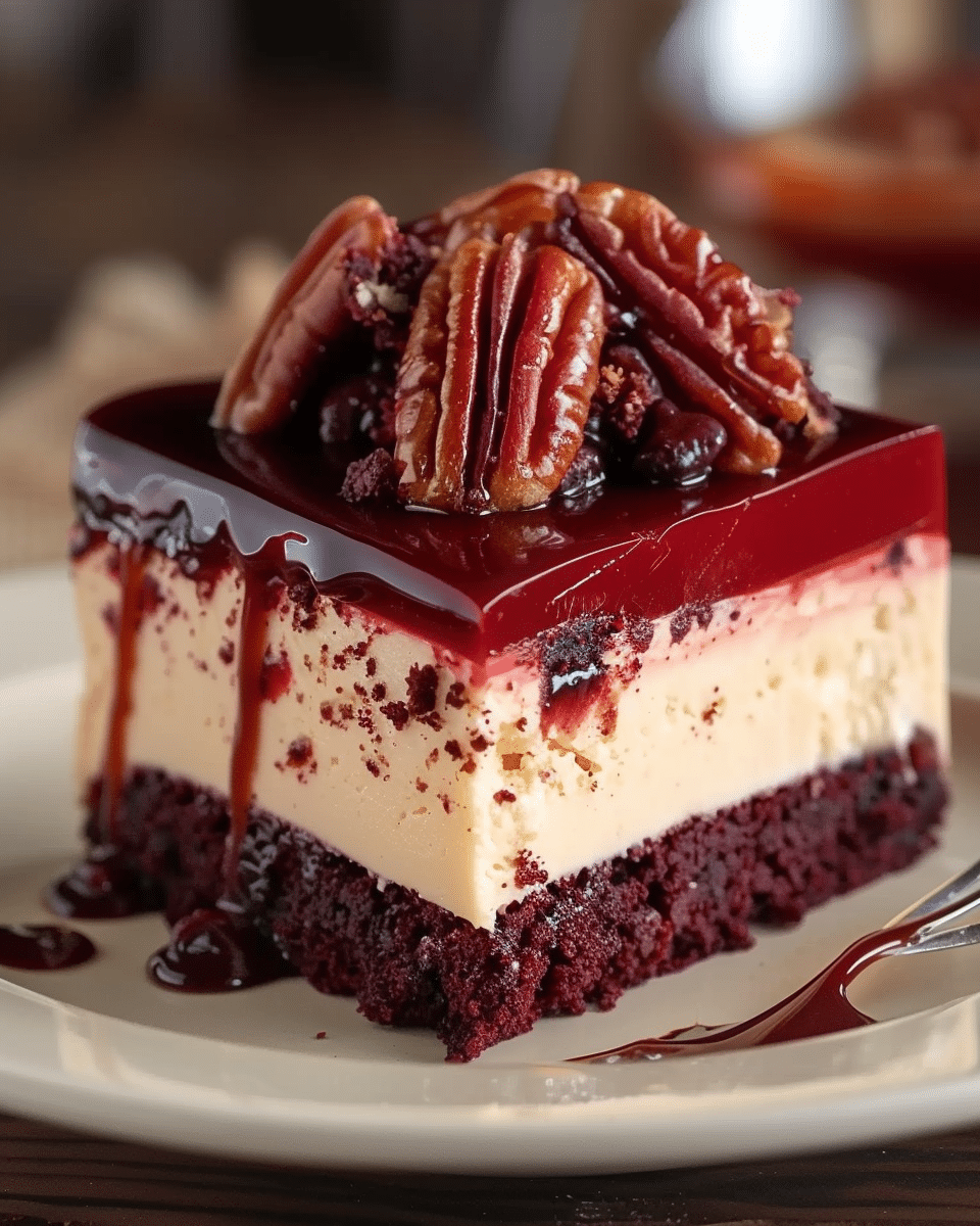 Easy Vampire Bite Caramel Pecan Red Velvet Cheesecake