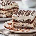 Super Easy M&M Ice Cream Sandwich Cake