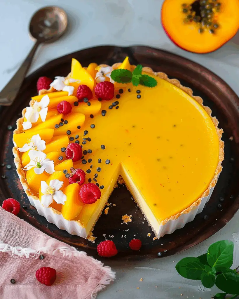 Mango Passionfruit Coconut Panna Cotta Tart
