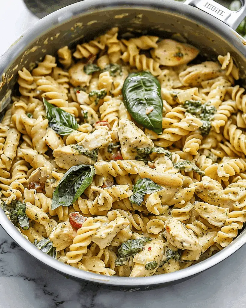 One Pot Creamy Pesto Chicken Pasta