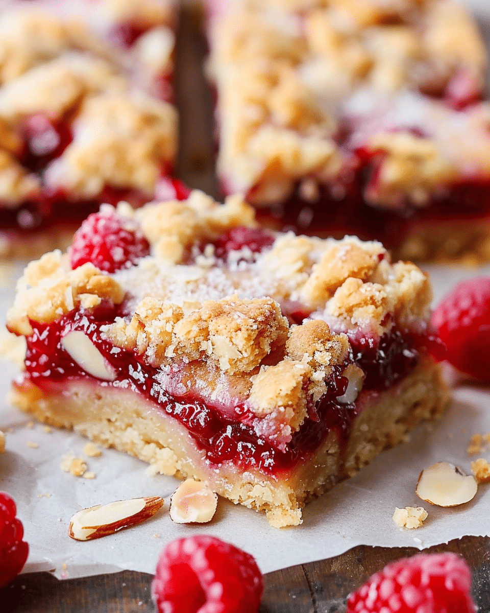 Raspberry Crumble Bars with Almond Streusel