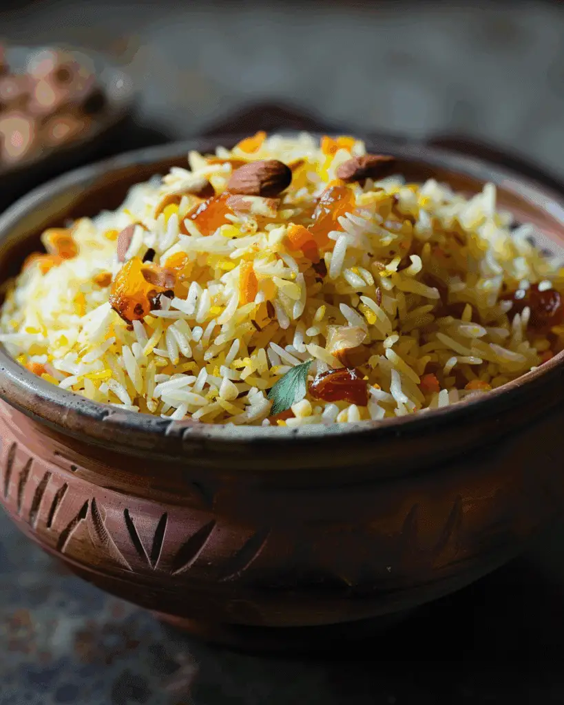 Saffron, Date, and Almond Rice