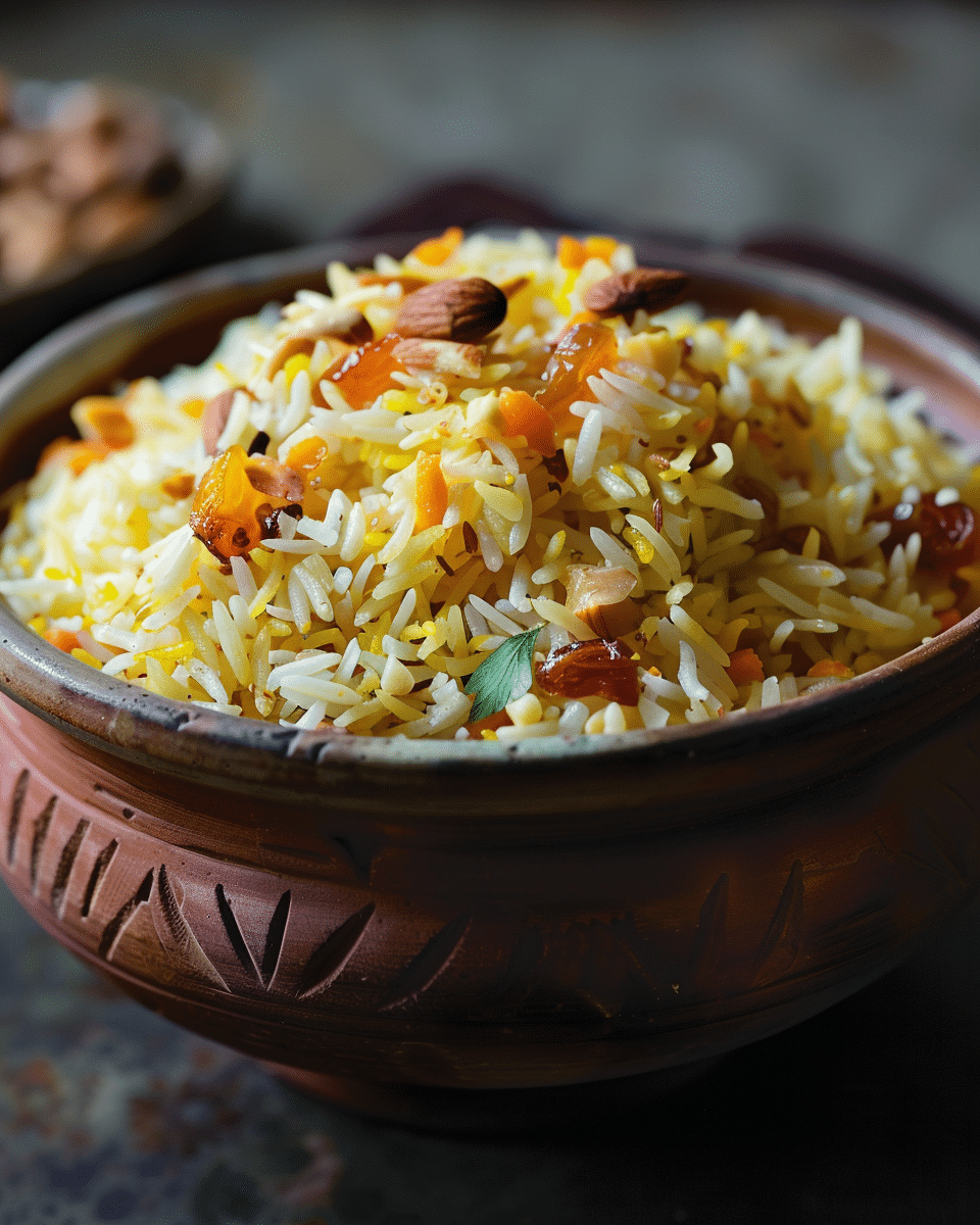 Saffron, Date, and Almond Rice
