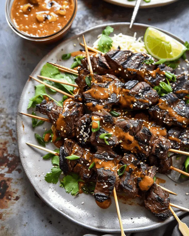 Sesame Ginger Steak Skewers with Peanut Sauce