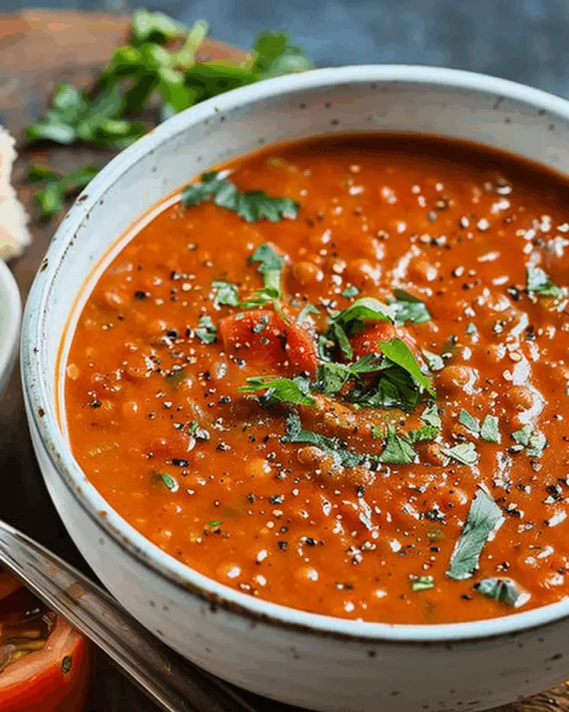 15-Minute Spicy Lentil & Tomato Soup
