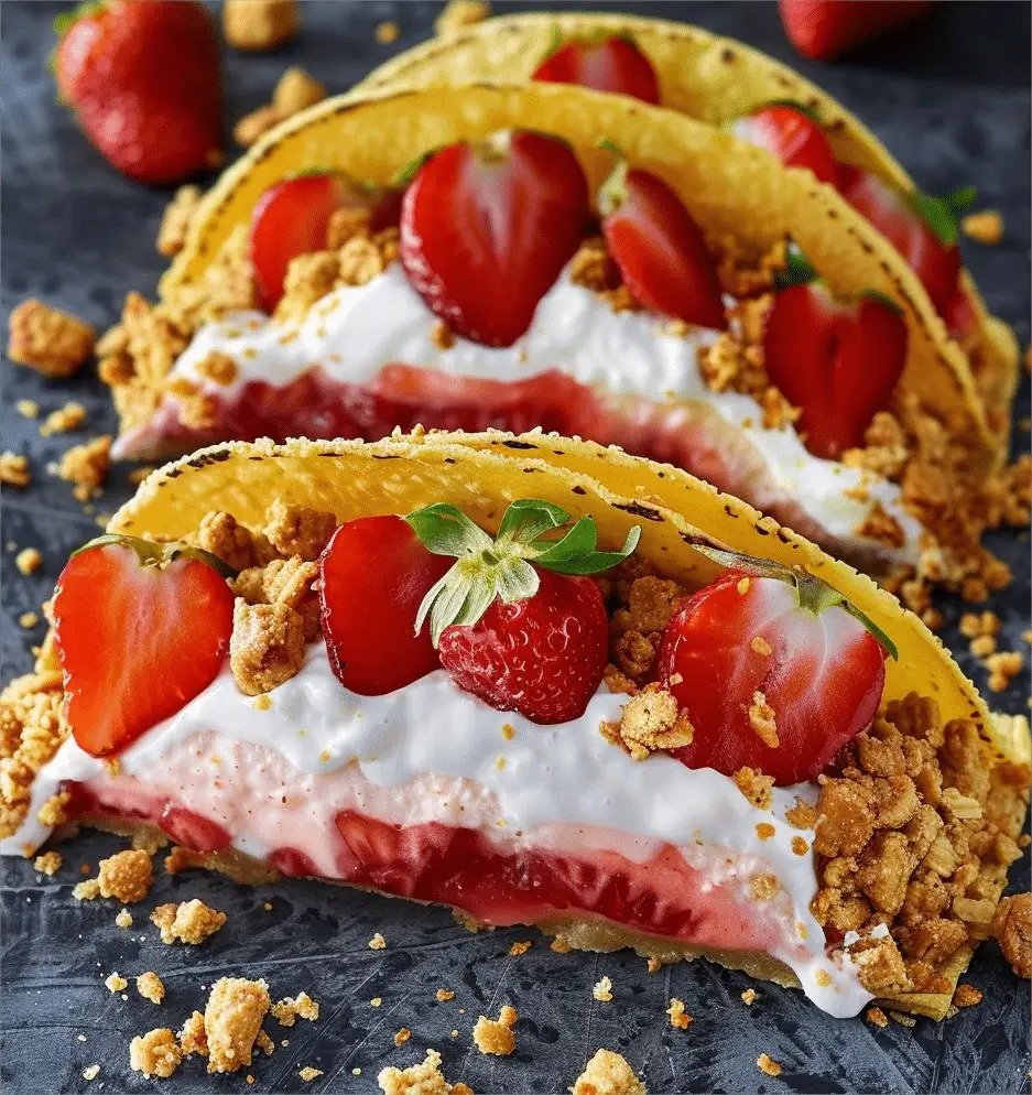 Strawberry Crunch Cheesecake Tacos