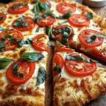 Tomato Basil Margherita Pizza on Cottage Cheese Crust