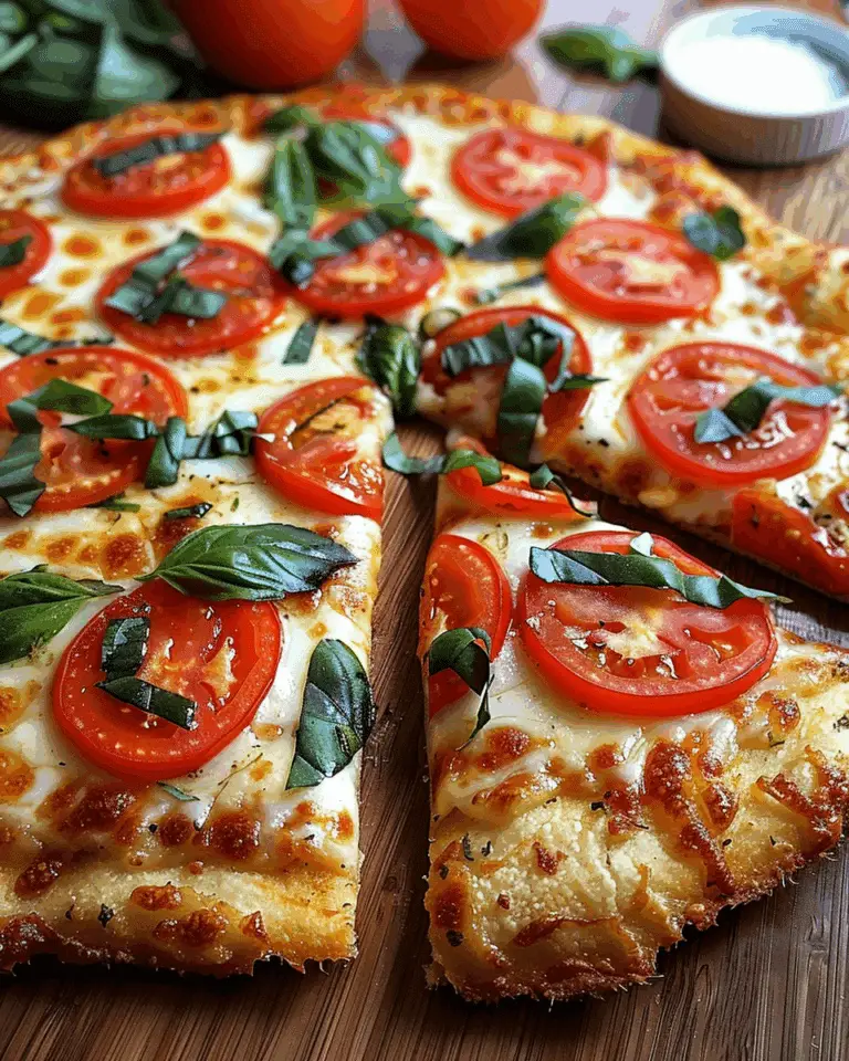 Tomato Basil Margherita Pizza on Cottage Cheese Crust