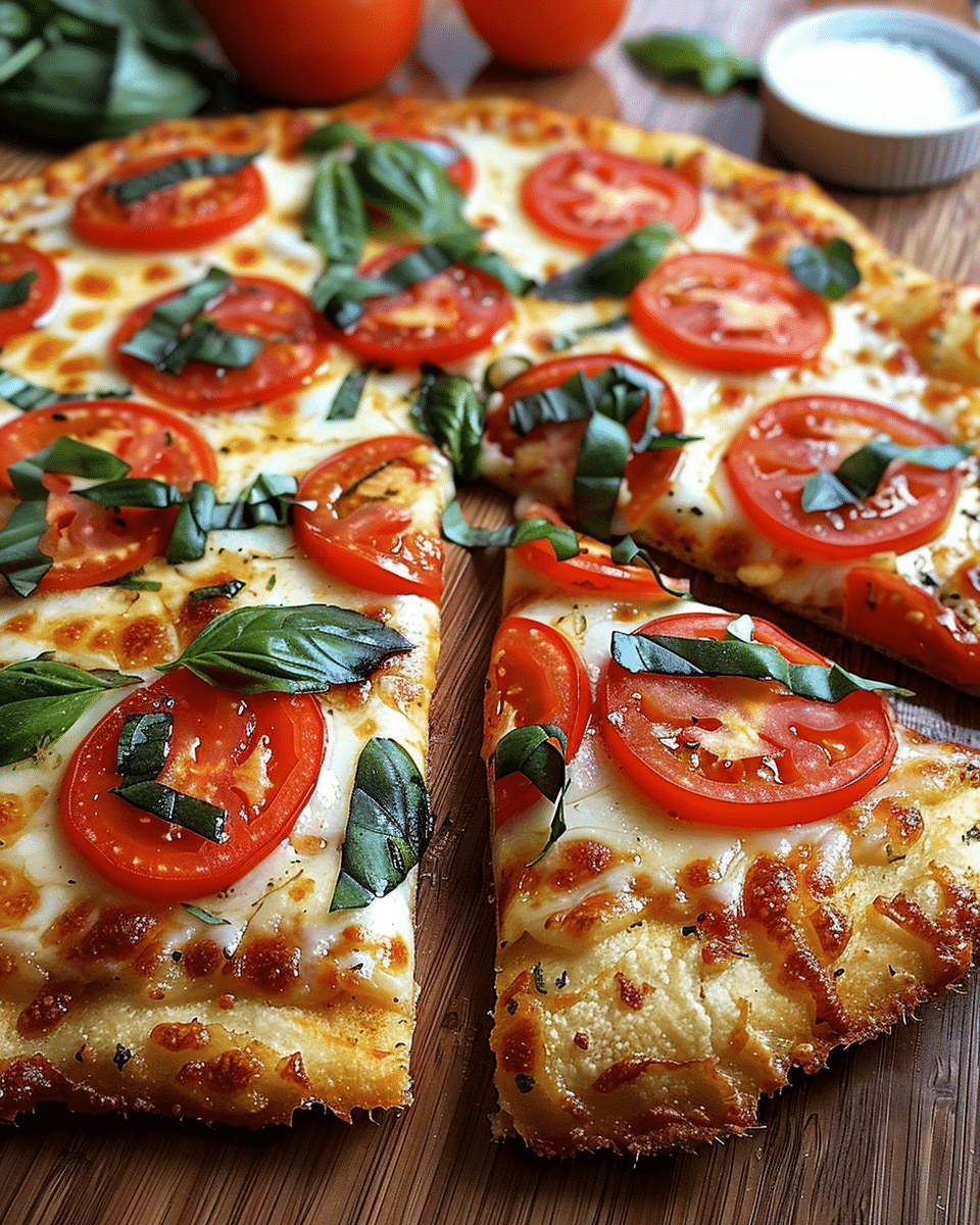 Tomato Basil Margherita Pizza on Cottage Cheese Crust