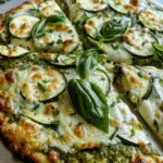 Zucchini & Pesto White Pizza on Cottage Cheese Crust