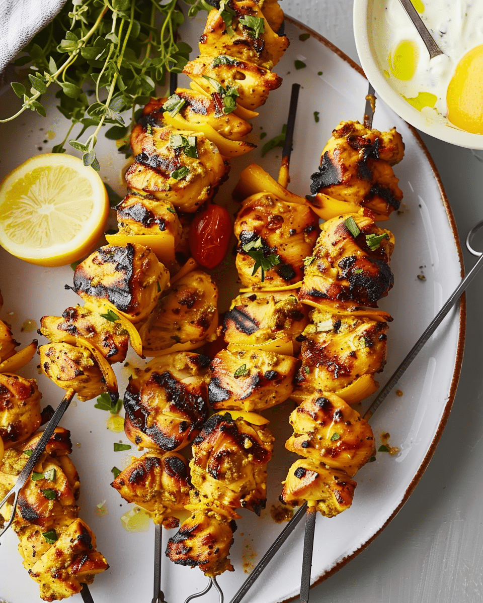 Saffron-Yogurt Chicken Kebabs