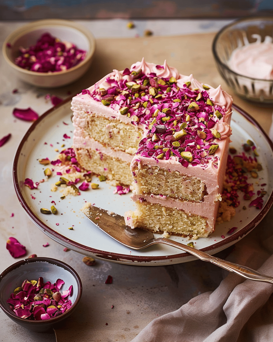 Rose and Pistachio Milk Cake