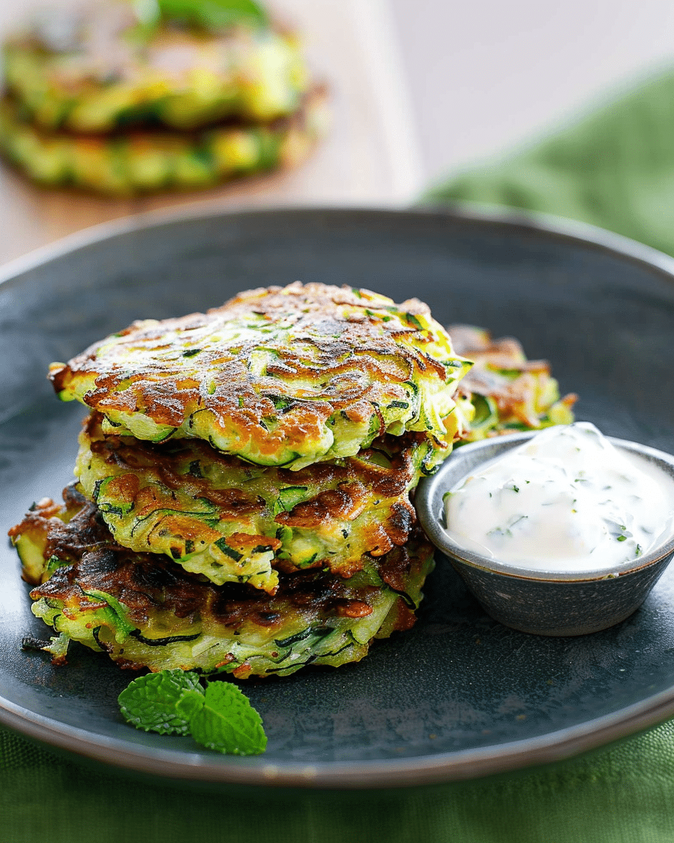 Zucchini Fritters With Mint Yoghurt