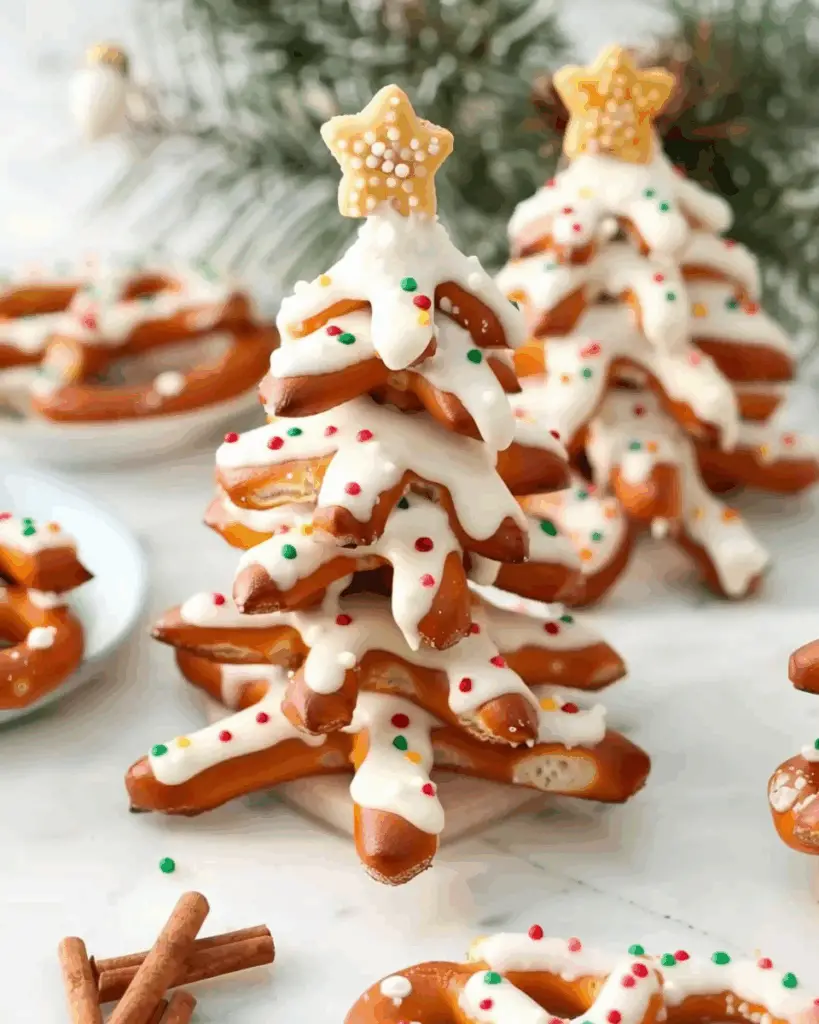White Christmas Tree Pretzels