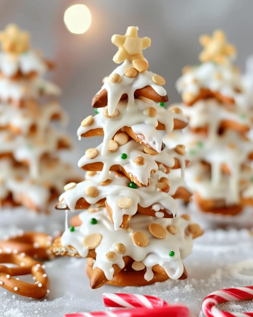 White Christmas Tree Pretzels