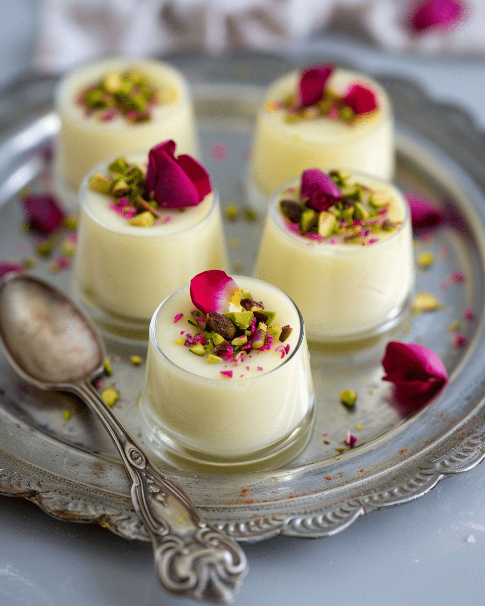 Saffron-Pistachio-Rose Panna Cotta