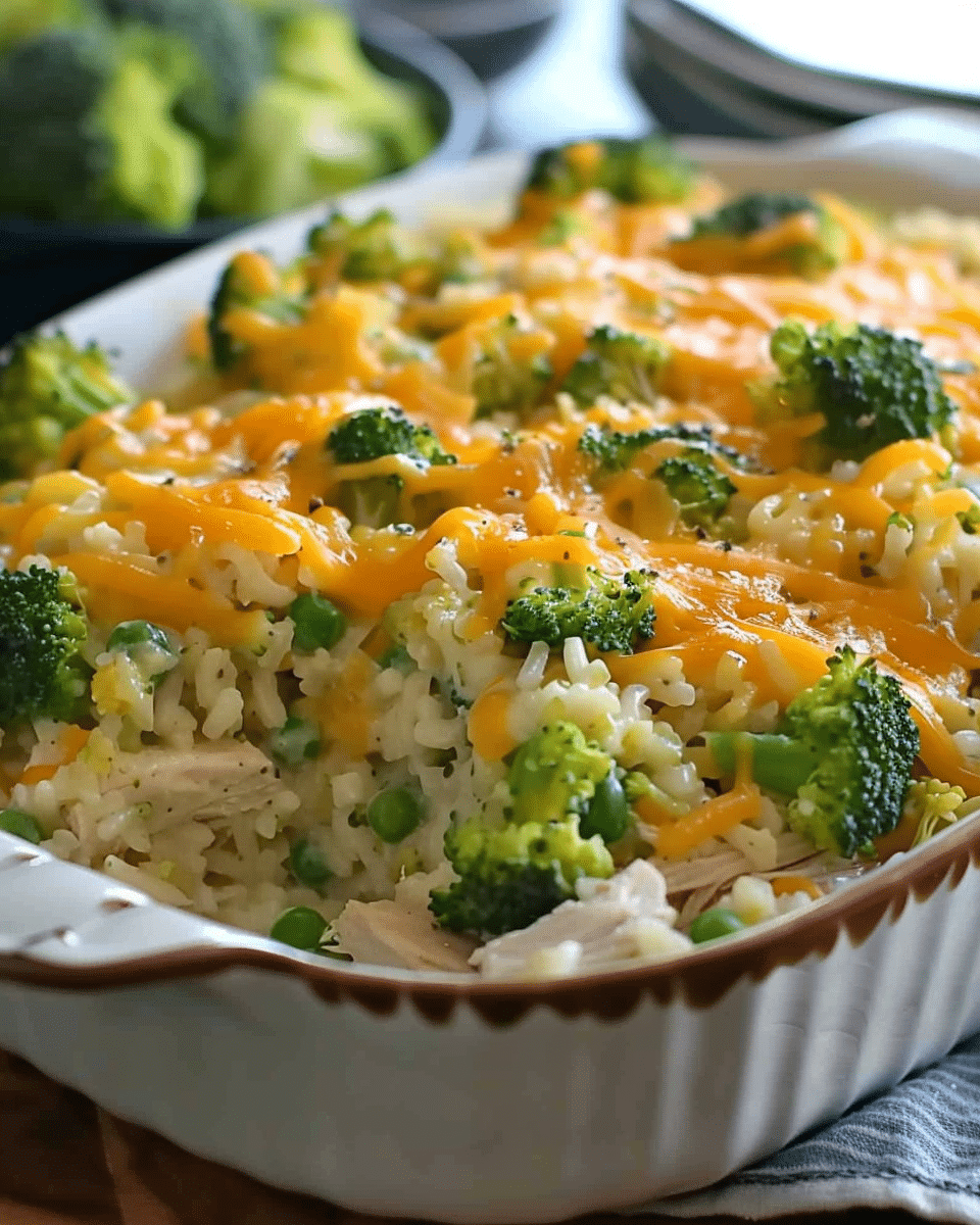 Broccoli, Rice, Cheese, and Chicken Casserole