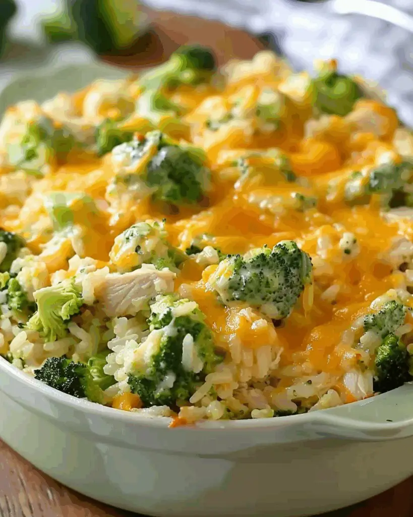Broccoli, Rice, Cheese, and Chicken Casserole