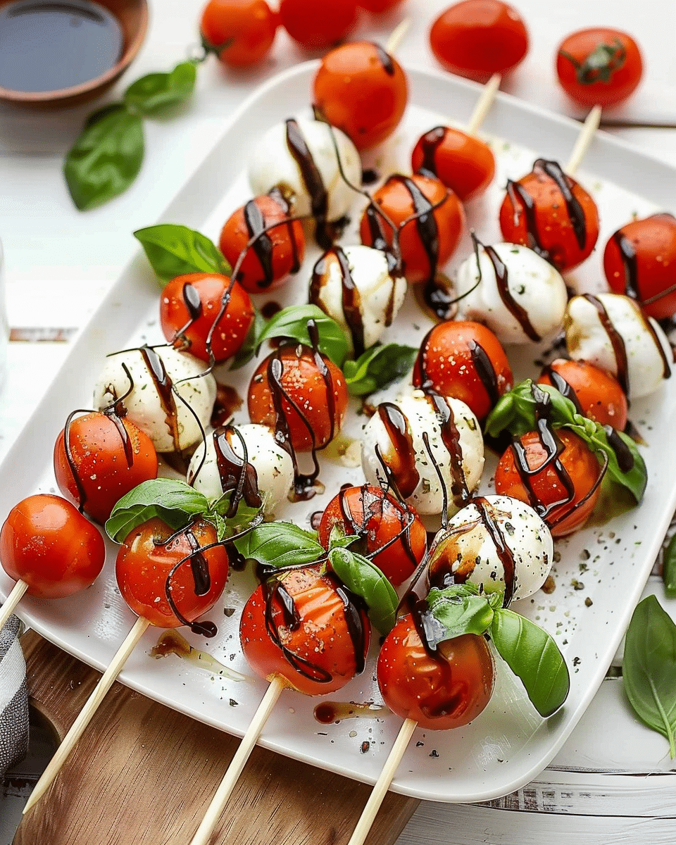 Caprese Skewers with Balsamic Drizzle