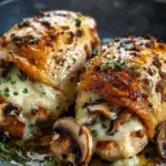 Cheesy Garlic Butter Mushroom Stuffed Chicken
