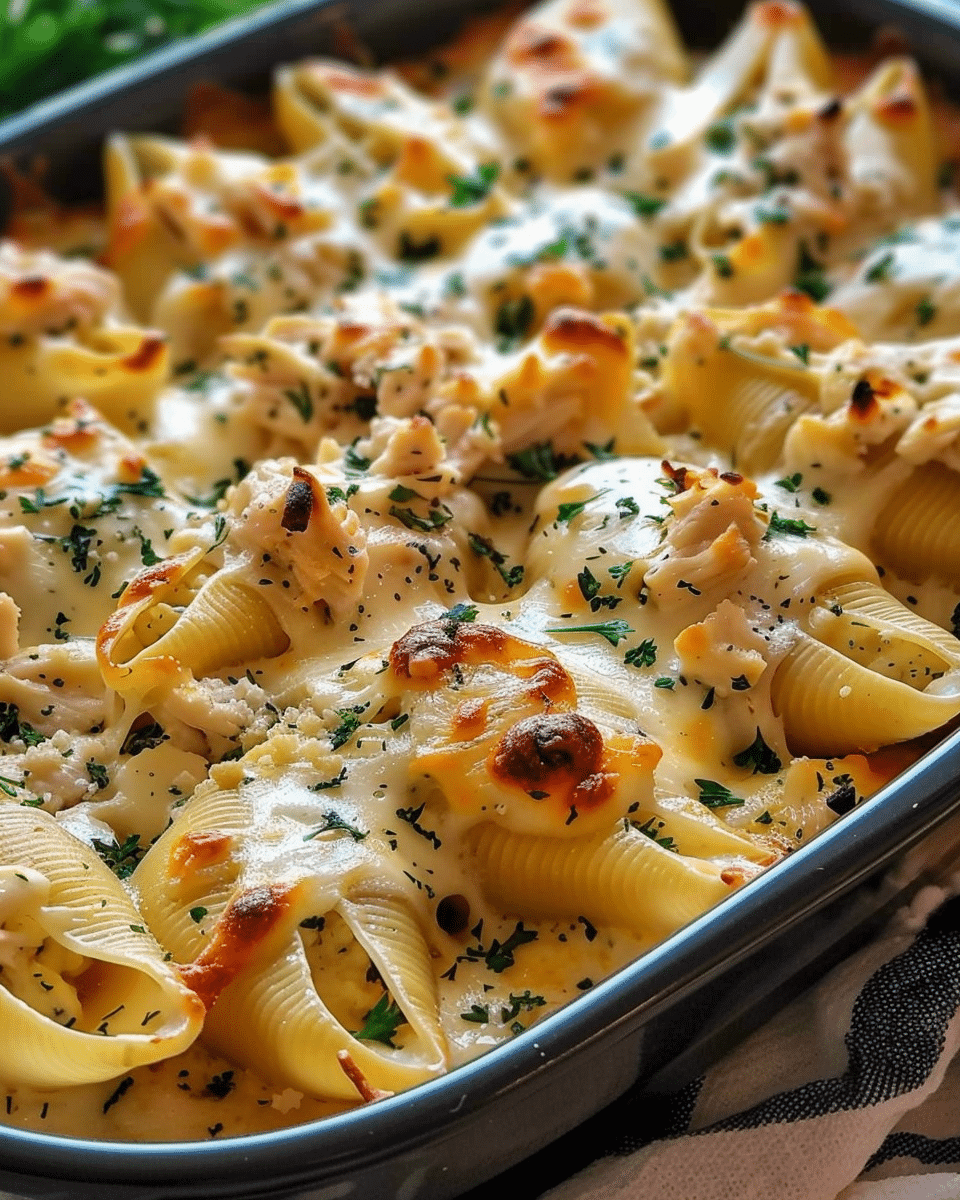 Creamy Chicken Alfredo Stuffed Shells