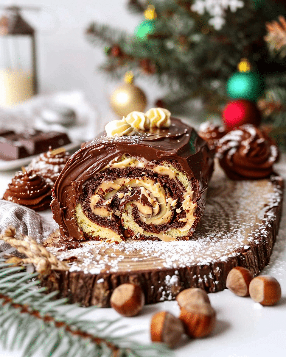 Chocolate, Hazelnut & Caramel Yule Log
