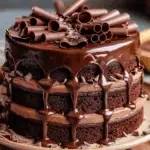 Double-Layer Chocolate Ganache Cake with Chocolate Curls