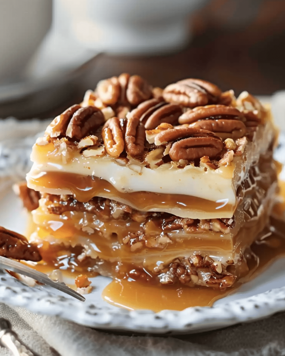 Caramel Pecan Pie Lasagna