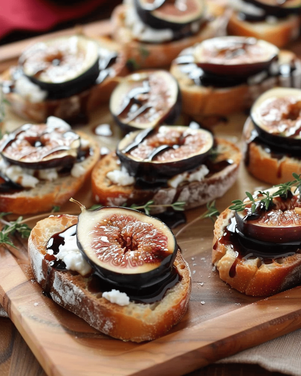 Fig and Goat Cheese Crostini with Balsamic Glaze