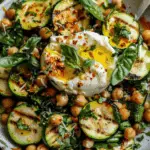 Grilled Zucchini Chickpea Salad with Burrata and Chili Oil