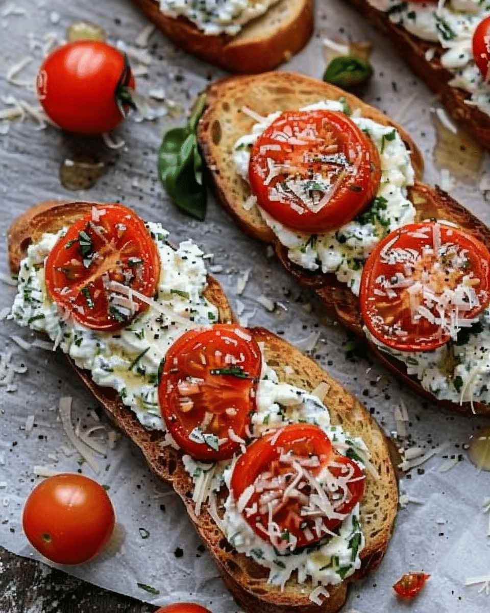 Herbed Ricotta and Tomato Crostini