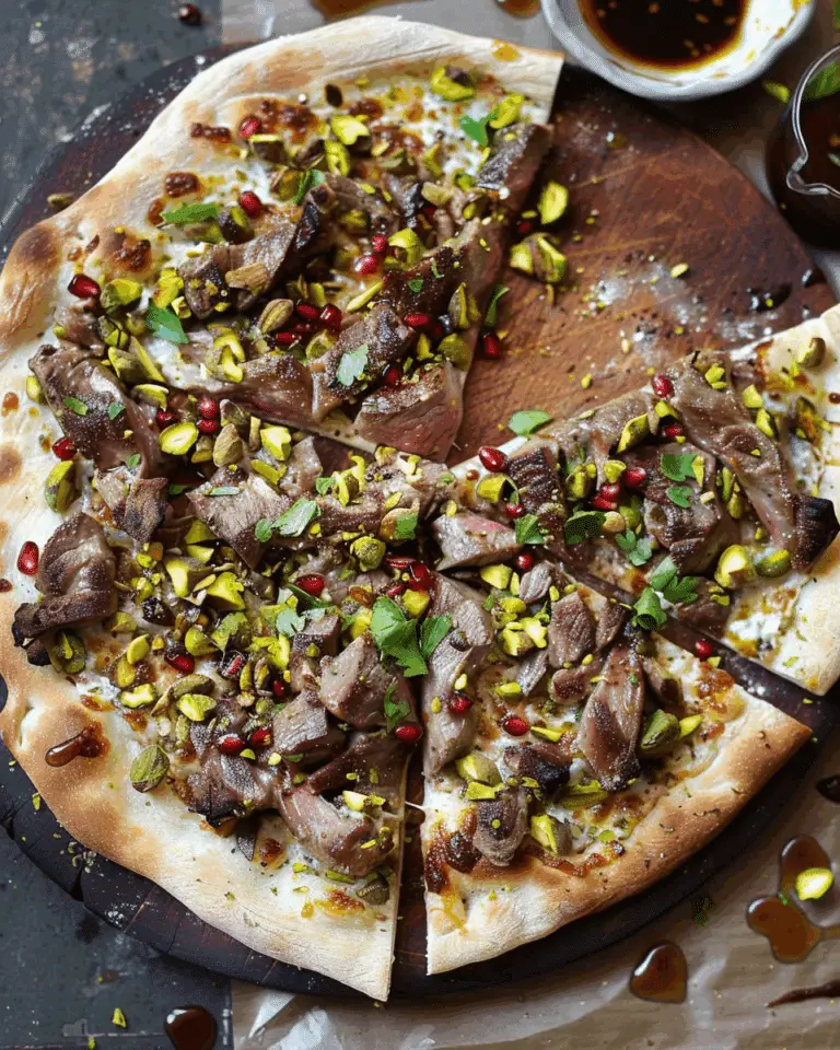 Lamb and Pistachio Pizzas with Pomegranate Molasses