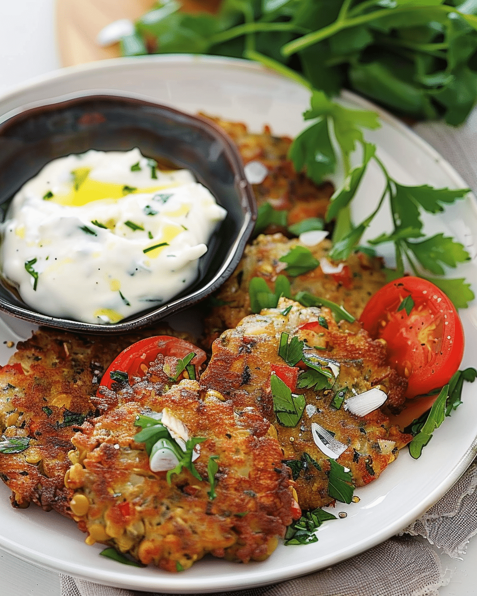 Lentil Fritters with Labne