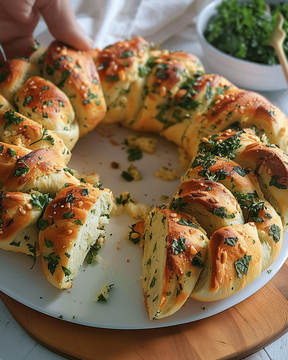 Parsley Garlic Pull-Apart Wreath Bread