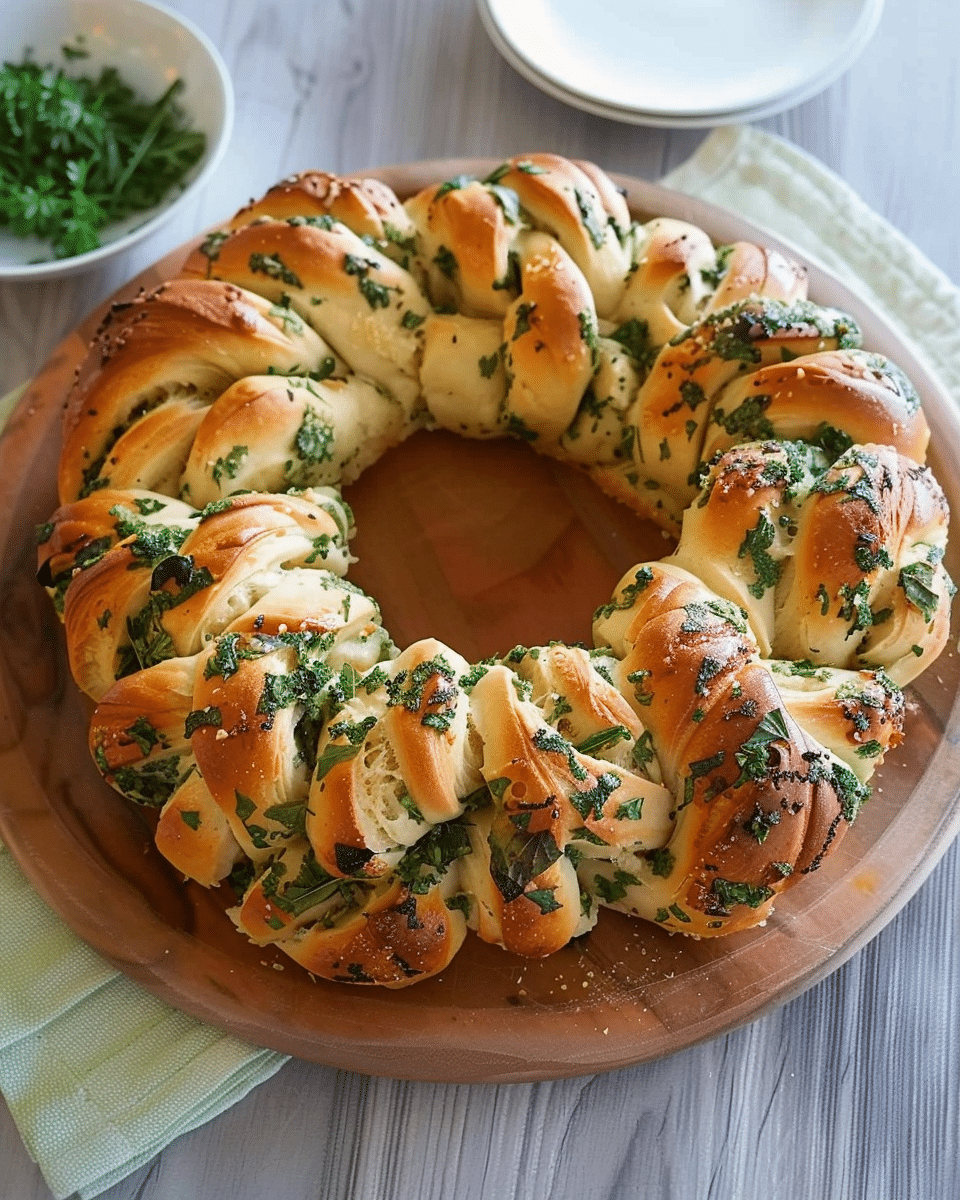 Parsley Garlic Pull-Apart Wreath Bread