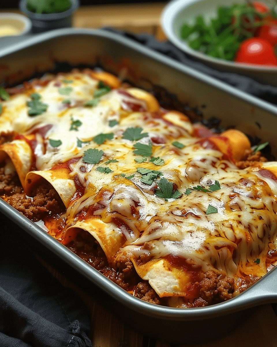 Pizza Enchiladas with Ground Beef