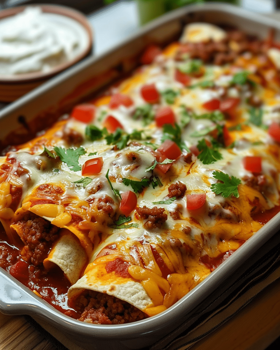 Pizza Enchiladas with Ground Beef