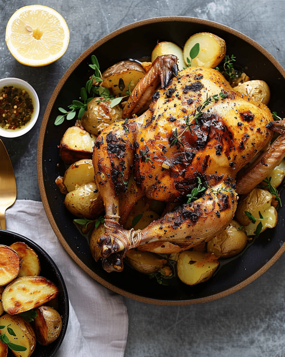 Preserved Lemon Roast Chicken with Spiced Potatoes
